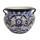Mexican Talavera Round Planters Black with White and Grey - MP1 -